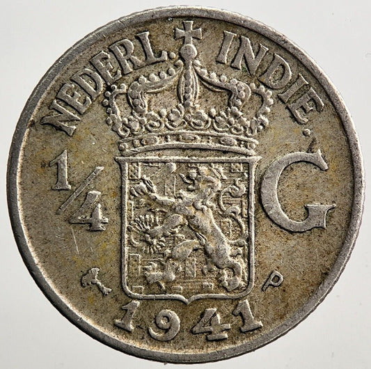 1941 Netherlands Indie 1/4 Silver Coin | Fine Collectable Grade | a3759