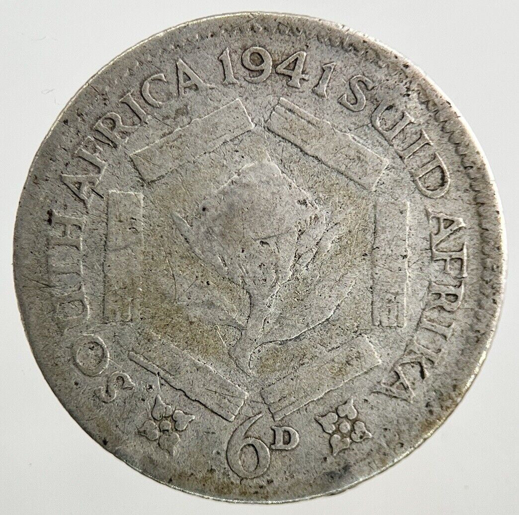 1941 South Africa Sixpence Silver Coin | Fair Grade