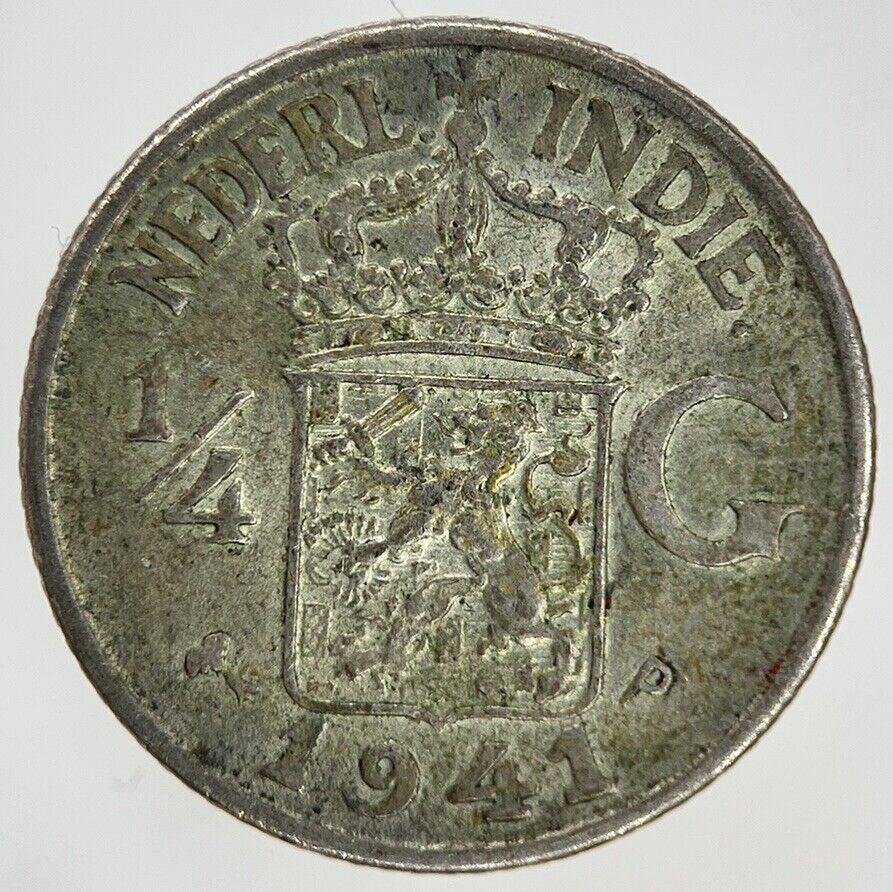 1941 Netherlands East Indies 1/4 Gulden Silver Coin | Fine Collectable Grade