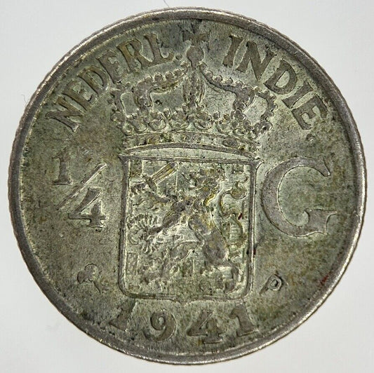 1941 Netherlands East Indies 1/4 Gulden Silver Coin | Fine Collectable Grade