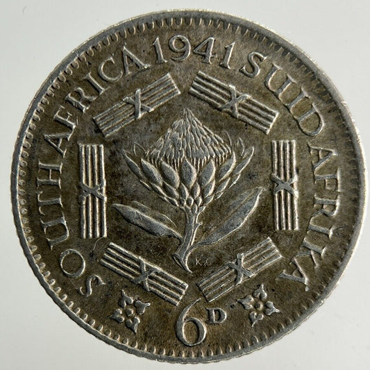 1941 South Africa Sixpence Silver Coin | Fine Collectable Grade