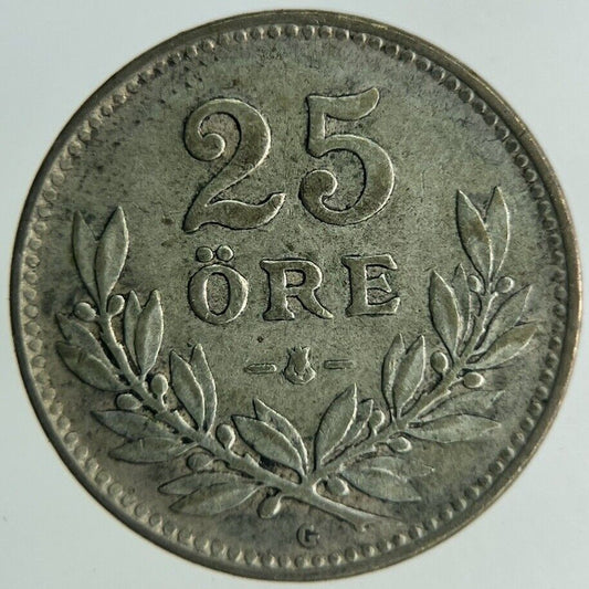 1941 Sweden 25 Ore Silver Coin | Fine Collectable Grade