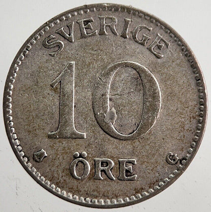 1941 Sweden 10 Ore Silver Coin | Very High Grade | a7826