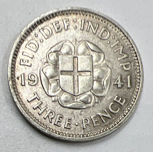 1941 Threepence | British Silver Coin | George VI | Very Fine Grade | a734
