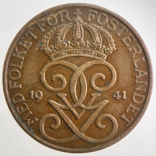 1941 Sweden 5 Ore Coin | Very High Grade | a4871