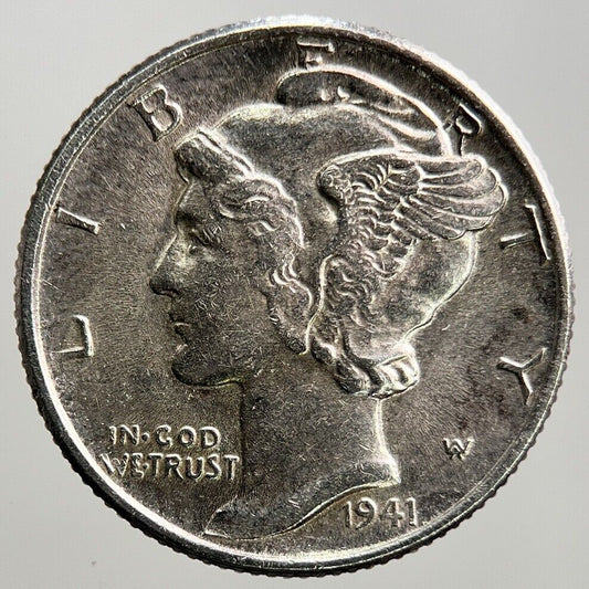 1941 US USA Mercury Dime Silver Coin | Very High Grade | a284