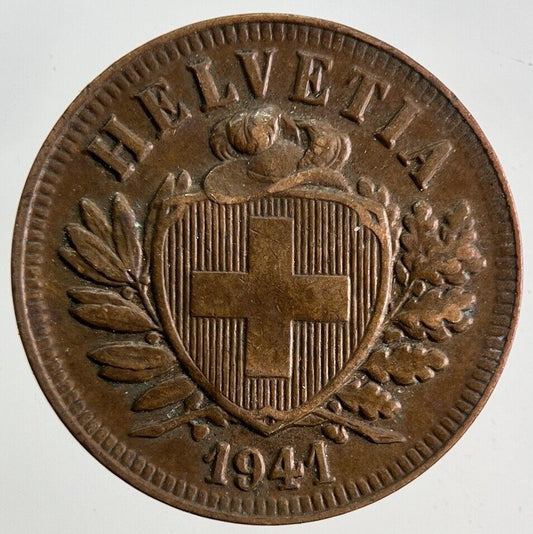 1941 Switzerland Swiss 2 Helvetia Coin | Fine Collectable Grade