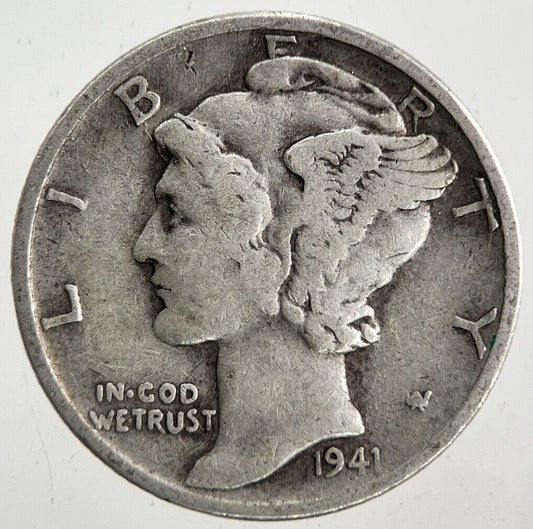 1941 US USA Mercury Dime Silver Coin | Fine Collectable Grade