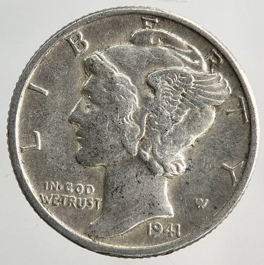 1941 US USA Mercury One Dime Silver Coin | Very High Grade