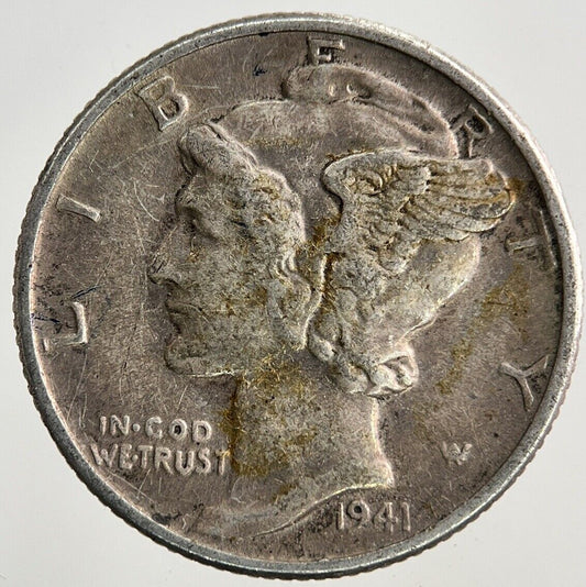 1941 US USA Mercury One Dime Silver Coin | Fine Collectable Grade