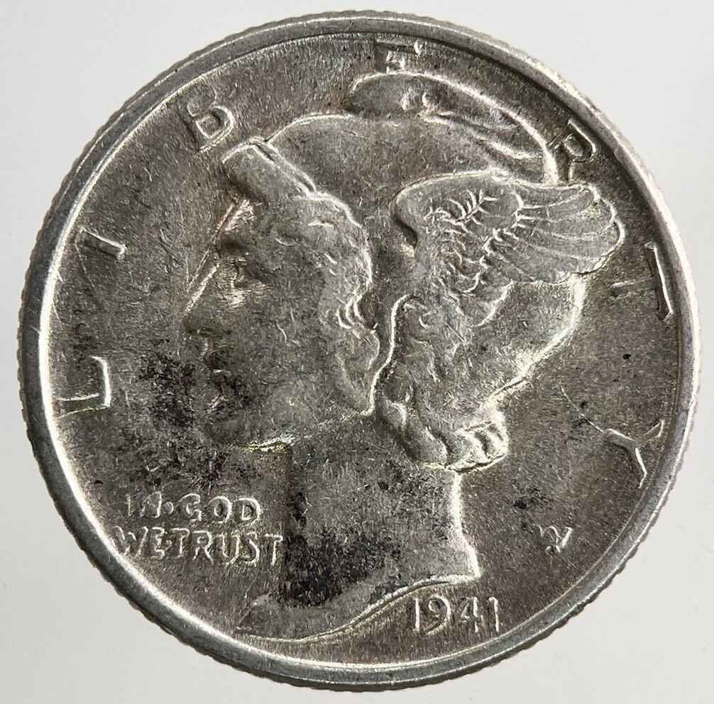 1941 US USA Mercury One Dime Silver Coin | Very High Grade
