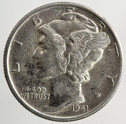 1941 US USA Mercury One Dime Silver Coin | Very High Grade