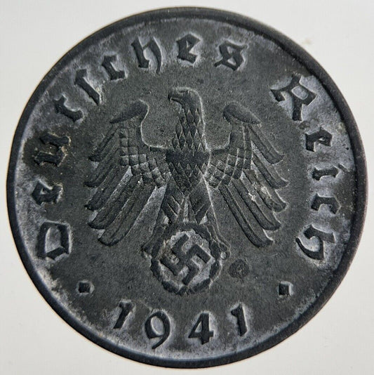 1941-A Germany Nazi 10 Pfennig Coin | Fine Collectable Grade | a7101
