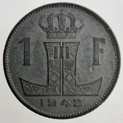 1942 Belgium 1 Franc Coin | Fine Collectable Grade