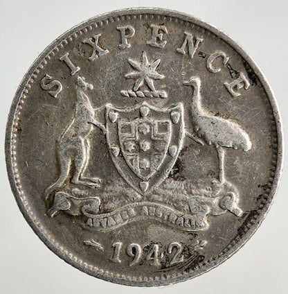 1942 Australia Sixpence Silver Coin | Fine Collectable Grade