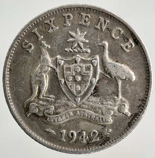 1942 Australia Sixpence Silver Coin | Fine Collectable Grade