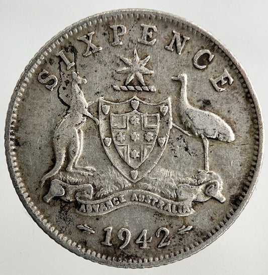 1942 Australia Sixpence Silver Coin | Fine Collectable Grade