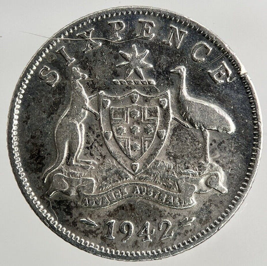 1942 Australia Sixpence Silver Coin | Fine Collectable Grade