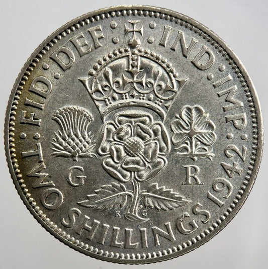 1942 George VI Florin | British Silver Coin | Fine Collectable Grade | a1097