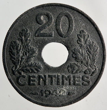 1942 France 20 Centimes Coin | Fine Collectable Grade