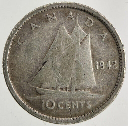 1942 Canada 10 Cents Silver Coin | Fine Collectable Grade