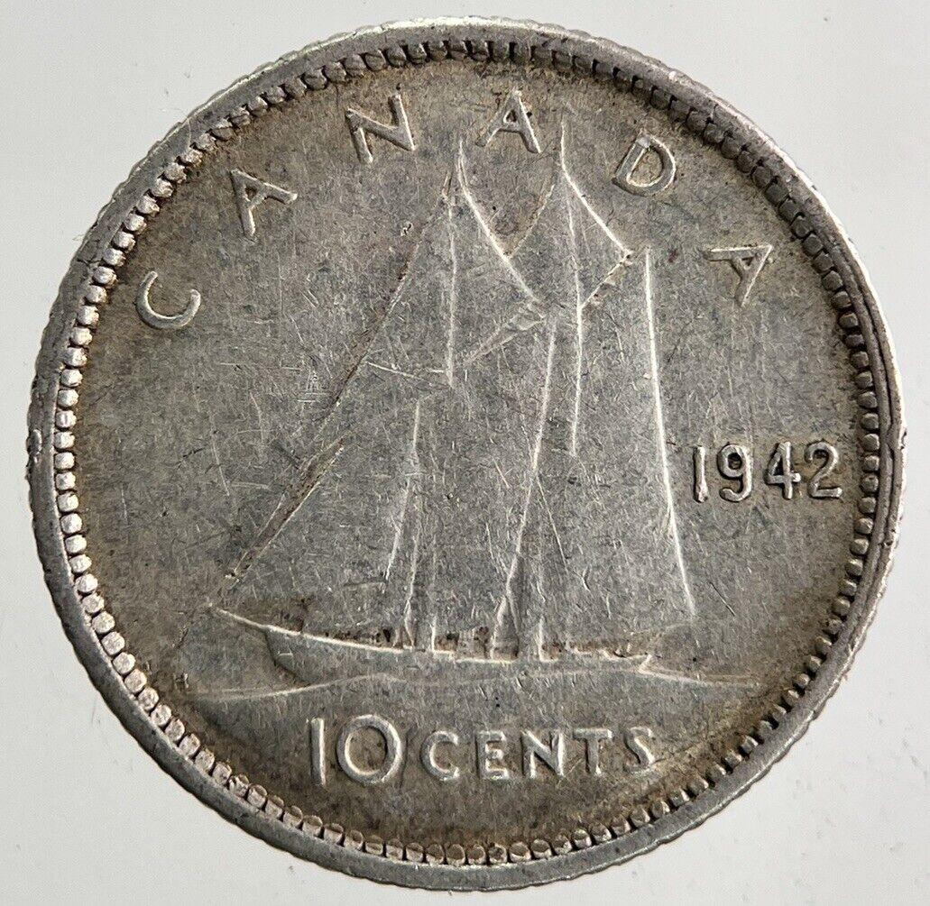 1942 Canada 10 Cents Silver Coin | Fine Collectable Grade