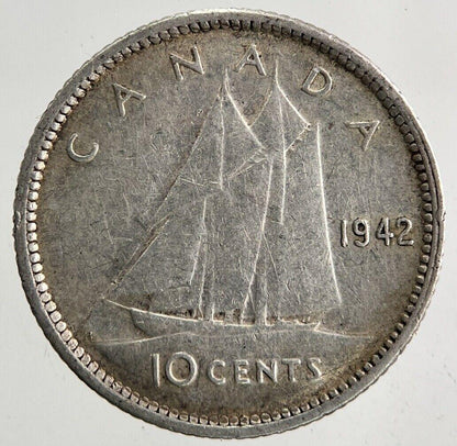 1942 Canada 10 Cents Silver Coin | Fine Collectable Grade