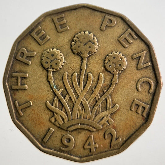 1942 George VI Brass Threepence Coin | Fine Collectable Grade | a4685