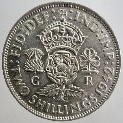1942 George VI Florin Silver Coin | Very Fine Grade | a5486