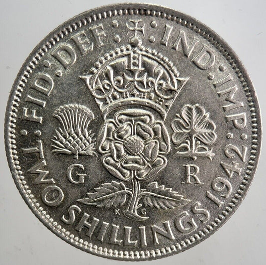 1942 George VI Florin Silver Coin | Very Fine Grade | a5486
