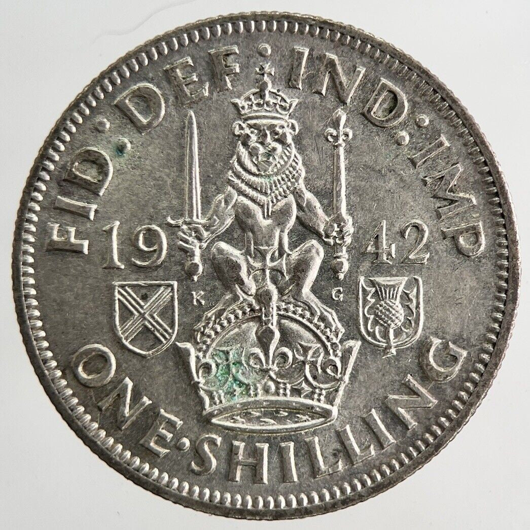 1942 George VI Shilling Silver Coin | Very High Grade