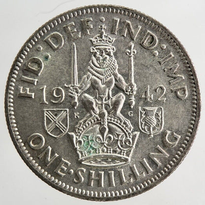 1942 George VI Shilling Silver Coin | Very High Grade