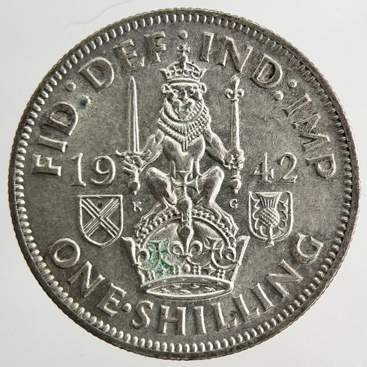 1942 George VI Shilling Silver Coin | Very High Grade