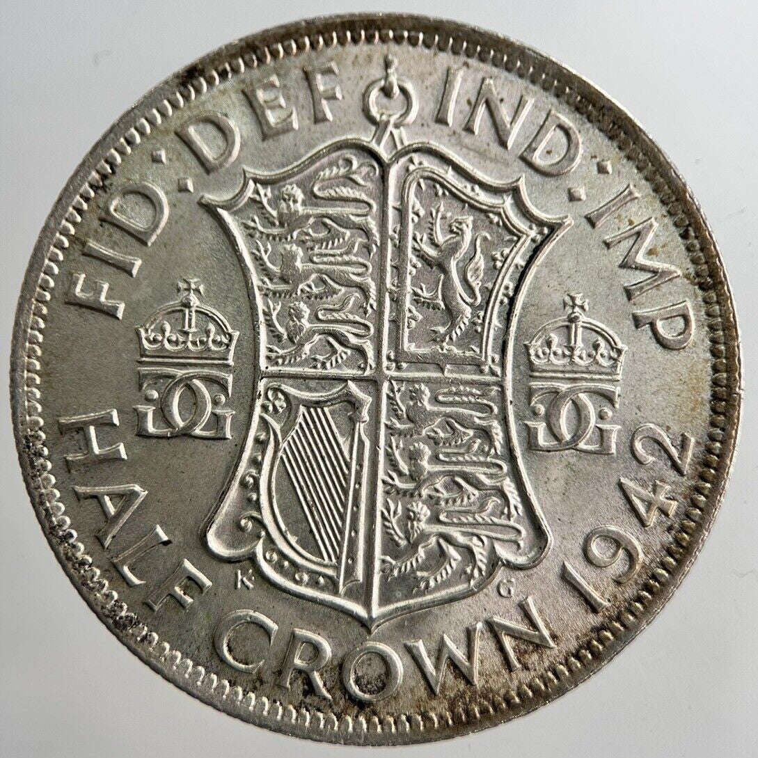 1942 George VI Half-Crown Silver Coin | Very Fine Grade | a8259