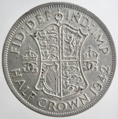 1942 George VI Half-Crown Silver Coin | Very Fine Grade | a6349