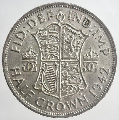 1942 George VI Half-Crown Silver Coin | Very High Grade | a6339
