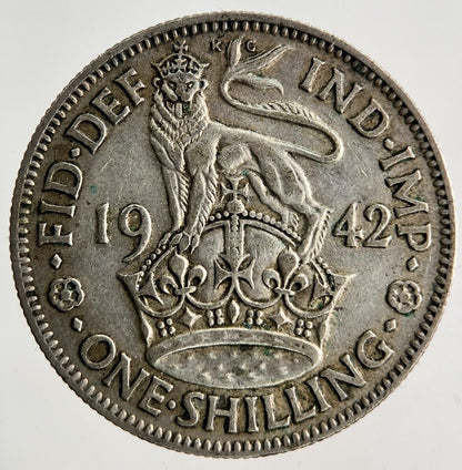 1942 George VI Shilling Silver Coin | Fine Collectable Grade