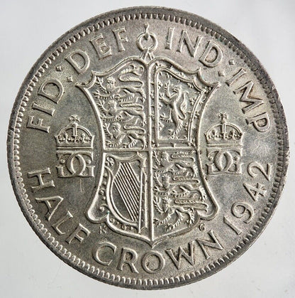 1942 George VI Half-Crown Silver Coin | Very High Grade