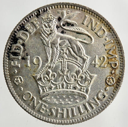 1942 George VI Shilling Silver Coin | Very High Grade
