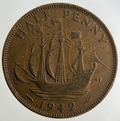 1942 George VI Half-Penny Coin | Collectable Grade