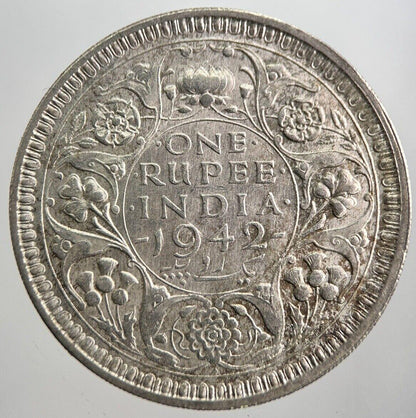 1942 India 1 One Rupee Silver Coin | Very High Grade | a7805