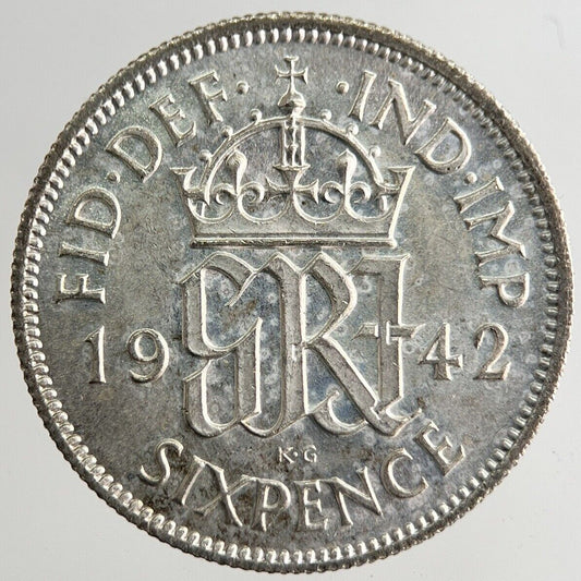 1942 George VI Sixpence Silver Coin | Very High Grade | a8165