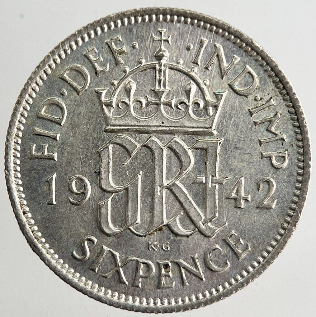 1942 George VI Sixpence Silver Coin | Very High Grade | a8163