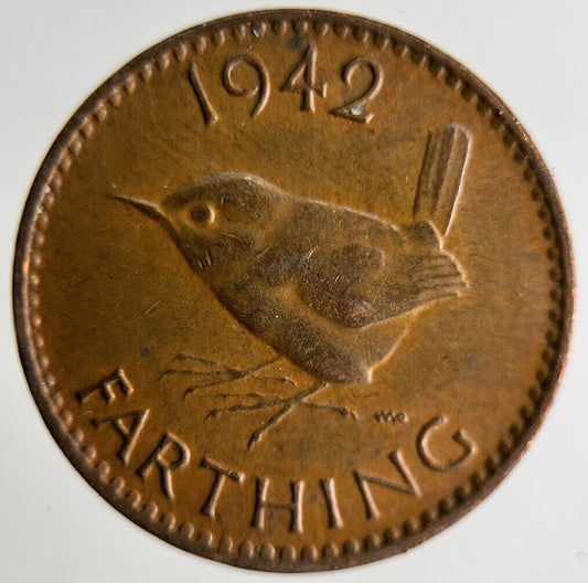 1942 George VI Wren Farthing Coin | Fine Collectable Grade