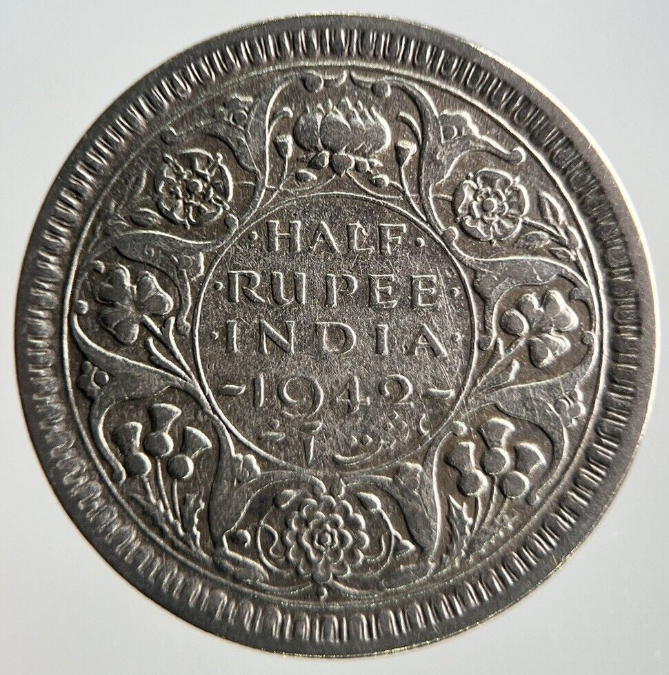 1942 India 1/2 Half Rupee Silver Coin | Fine Collectable Grade | a4088