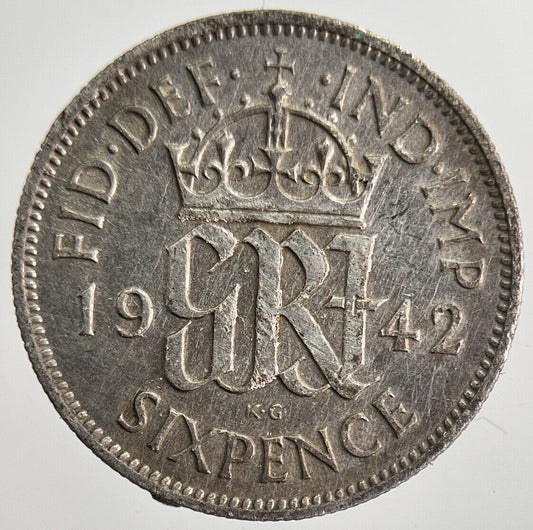1942 George VI Sixpence Silver Coin | Fine Collectable Grade | a8217