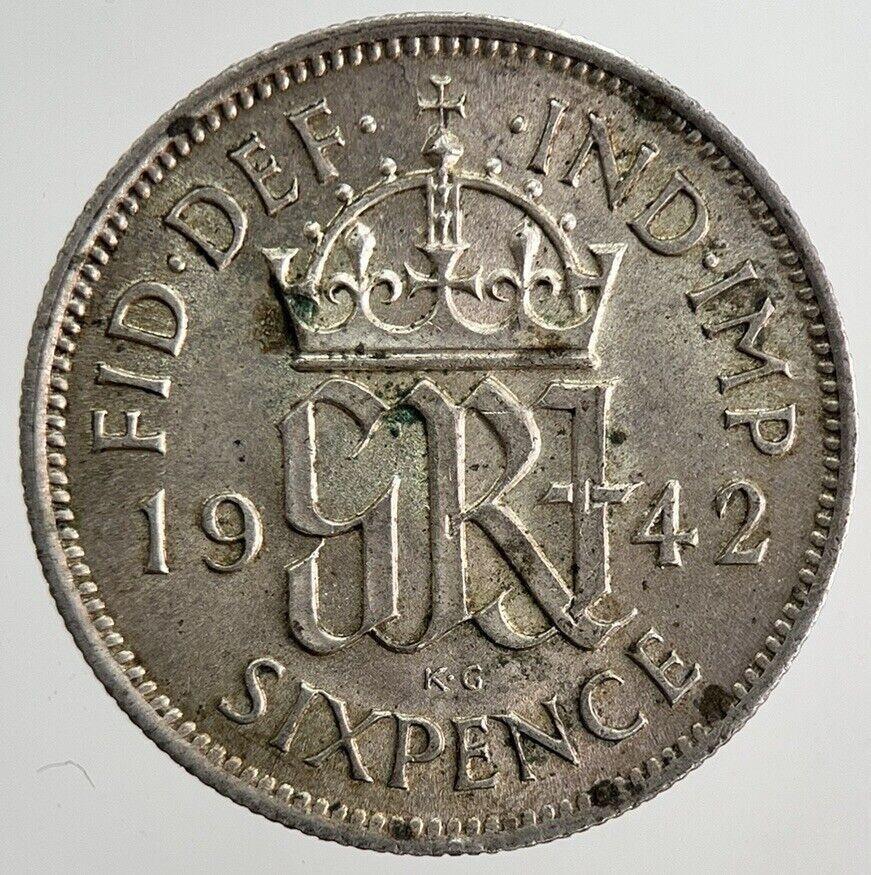 1942 George VI Sixpence Silver Coin | Very High Grade | a9219