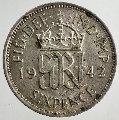 1942 George VI Sixpence Silver Coin | Very High Grade | a9219