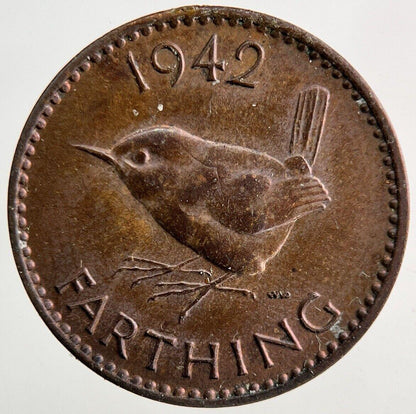 1942 George VI Wren Farthing Coin | Very High Grade