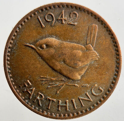 1942 George VI Wren Farthing Coin | Fine Collectable Grade